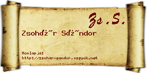 Zsohár Sándor névjegykártya